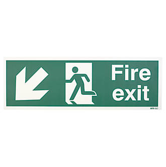 Image of Nite-Glo "Fire Exit" Down Left Arrow Sign 150 x 450mm 