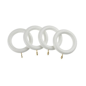 Image of Universal Wooden 28mm Curtain Rings White 4 Pack 