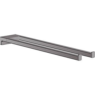Image of Hansgrohe AddStoris Twin-Handle Towel Holder Brushed Black Chrome 80mm x 445mm x 32mm 