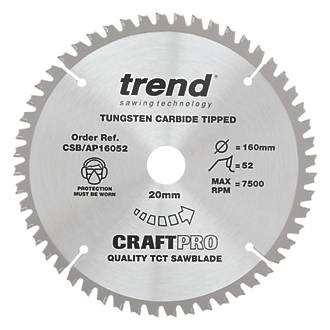 Image of Trend CraftPro CSB/AP16052 Aluminium Plunge Saw Blade 160mm x 20mm 52T 