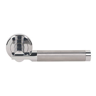 Image of Serozzetta Azul Fire Rated Lever on Rose Door Handle Pair Polished / Satin Chrome 
