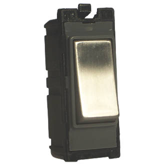 Image of Varilight PowerGrid 10AX 2-Way Grid Light Switch Brushed Steel with Black Inserts 