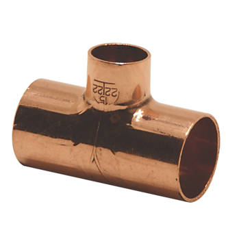 Image of Endex Copper End Feed Reducing Tees 22 x 22 x 15mm 2 Pack 