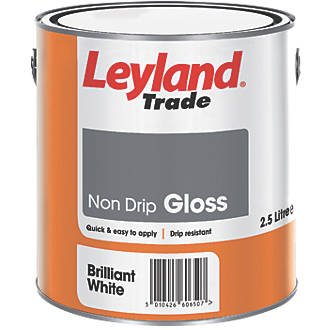 Image of Leyland Trade Non-Drip Gloss Paint Brilliant White 2.5Ltr 