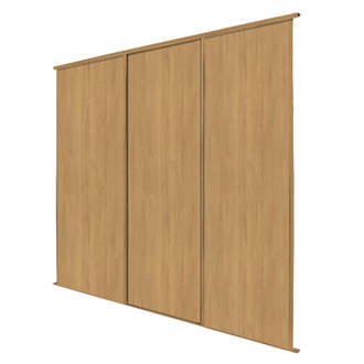 Image of Spacepro Classic 3-Door Sliding Wardrobe Door Kit Oak Frame Oak Panel 2216mm x 2260mm 