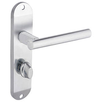 Image of Smith & Locke Asker Fire Rated WC Lever Door Handles Pair Satin Chrome 