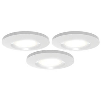 Image of 4lite IP65 FRD 3000K Fixed Fire Rated LED Downlight White 8.5W 653lm 3 Pack 