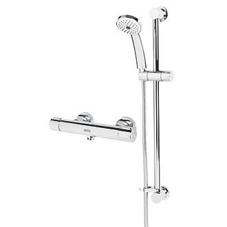 Image of Bristan Arcus Cool Touch Rear-Fed Exposed Chrome Thermostatic Bar Mixer Shower with Adjustable Riser 