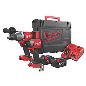 Image of Milwaukee M18 ONEPP2A2-502X FUEL 18V 2 x 5.0Ah Li-Ion RedLithium Brushless Cordless One-Key Percussion Drill & Impact Driver Twin Pack 