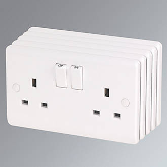 Image of LAP 13A 2-Gang DP Switched Plug Socket White 5 Pack 