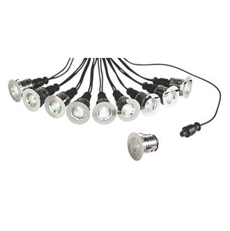 Image of Saxby Ikon Pro 25mm Outdoor LED Deck Light Kit Polished Stainless Steel 7.5W 10 x 12lm 10 Pack 