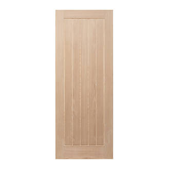 Image of Unfinished Oak Wooden Cottage Internal Door 1981mm x 838mm 