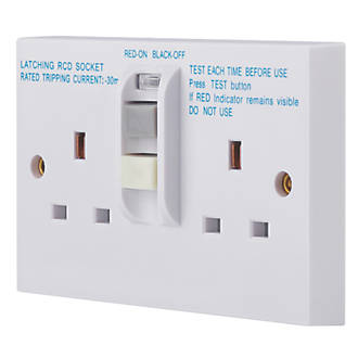 Image of Schneider Electric Exclusive Square Edge 30mA 2-Gang Unswitched Passive RCD Socket White 