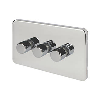 Image of Schneider Electric Lisse Deco 3-Gang 2-Way Dimmer Switch Polished Chrome 
