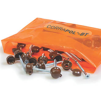 Image of Corrapol-BT Screw Cap Fixings Brown 60mm x 20mm 10 Pack 