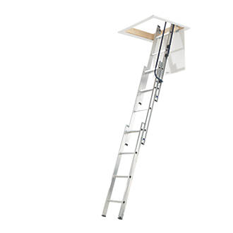 Image of Mac Allister Easy Store 3-Section Aluminium Loft Ladder 3m 
