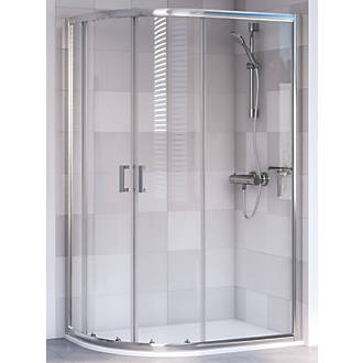 Image of Aqualux Edge 6 Framed Offset Quadrant Shower Enclosure & Tray Left-Hand Silver Effect 1000mm x 800mm x 1900mm 