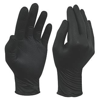 Image of Site SDG310 Nitrile Powder-Free Disposable Grip Gloves Black Large 50 Pack 