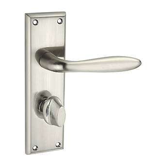 Image of Smith & Locke Blyth Fire Rated WC Door Handles Pair Brushed Nickel 