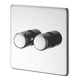 Image of Crabtree Platinum 2-Gang 2-Way Dimmer Switch Polished Chrome 