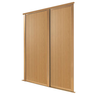 Image of Spacepro Shaker 2-Door Panel Sliding Wardrobe Doors Oak Frame Oak Panel 1753mm x 2260mm 