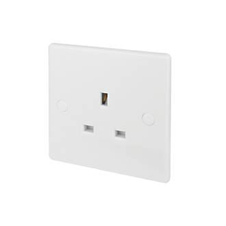 Image of Schneider Electric Ultimate Slimline 13A 1-Gang Unswitched Plug Socket White 