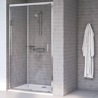 Image of Aqualux Edge 8 Semi-Frameless Rectangular Sliding Shower Door Polished Silver 1600mm x 2000mm 