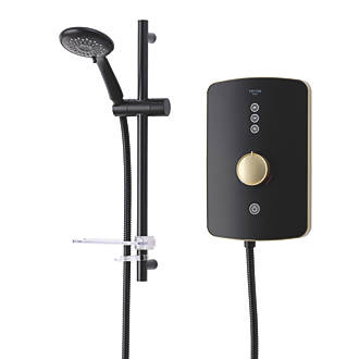 Image of Triton Amala Black with Brushed Brass Accents 8.5kW Electric Shower 