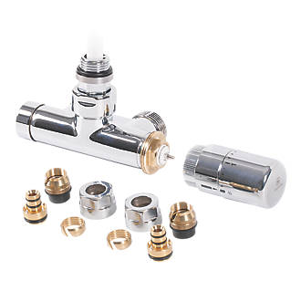 Image of Terma Integrated Chrome Angled Thermostatic TRV with Immersion Tube L/S 1/2" x 15mm 