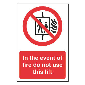 Image of Non Photoluminescent "Fire Do Not Use Lift" Sign 200mm x 300mm 