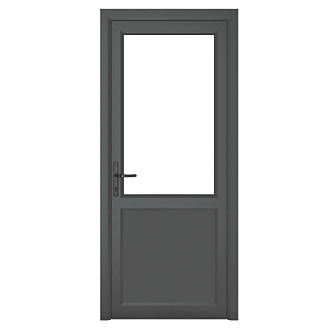 Image of Crystal 1-Panel 1-Clear Light RH Anthracite Grey uPVC Back Door 2090mm x 920mm 