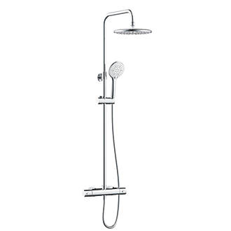 Image of Bristan Buzz2 Rear-Fed Exposed Chrome Thermostatic Bar Mixer Shower with Adjustable Riser Kit & Diverter 