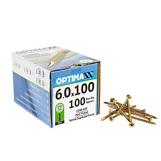 Image of Optimaxx PZ Countersunk Wood Screws 6mm x 100mm 100 Pack 
