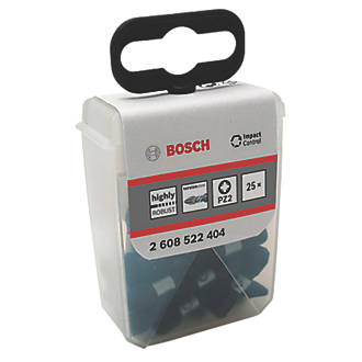 Image of Bosch 1/4" 25mm Hex Shank PZ2 Screwdriver Bits 25 Pack 