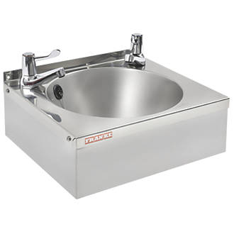 Image of Model B 1 Bowl Stainless Steel Round Wall-Hung Washbasin 2 Taps 340mm x 345mm 