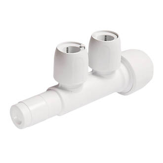 Image of Hep2O Plastic Push-Fit Reducing 2-Port Closed Spigot Manifold 22 x 15mm 