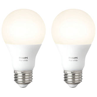 Image of Philips Hue White LED GLS ES Smart Bulb Warm White 9.5W 806Lm 2 Pack 