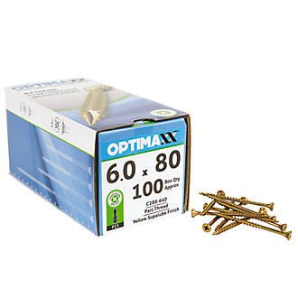 Image of Optimaxx PZ Countersunk Wood Screws 6mm x 80mm 100 Pack 