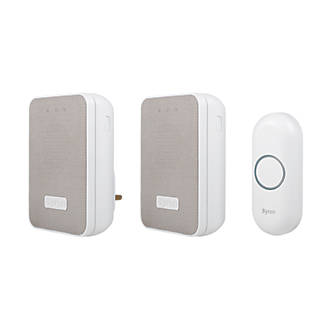 Image of Byron DBY-22324UK Battery-Powered Wireless Portable & Plug-In Doorbells White / Grey 