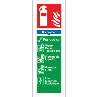 Image of Non Photoluminescent Dry Powder Extinguisher ID Signs 300mm x 100mm 100 Pack 