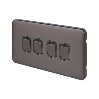 Image of Schneider Electric Lisse Deco 10AX 4-Gang 2-Way Light Switch Mocha Bronze with Black Inserts 