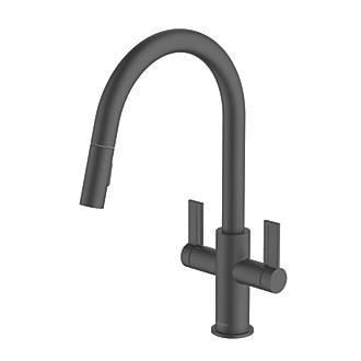 Image of Clearwater Kira KIR30MB Double Lever Tap with Twin Spray Pull-Out Matt Black 