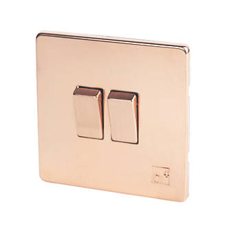 Image of Varilight 10AX 2-Gang 2-Way Light Switch Anti-Microbial Copper 