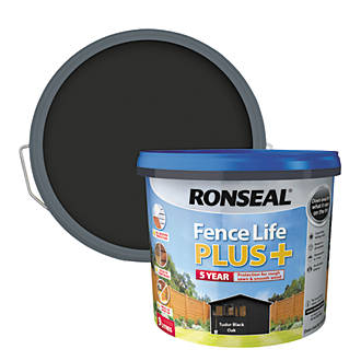 Image of Ronseal Fence Life Plus Shed & Fence Treatment Tudor Black Oak 9Ltr 