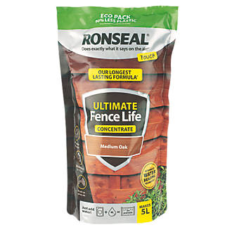 Image of Ronseal Ultimate Fence Life Concentrate Treatment Medium Oak 5L from 950ml 
