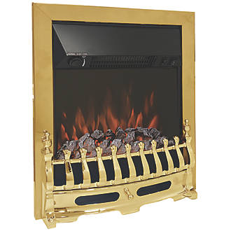 Image of Be Modern Bayden Brass Remote Control Easy to Install Electric Inset Fire 483mm x 196mm x 593mm 