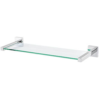 Image of Linear Chrome Steel Glass Shelf 480mm x 52mm x 155mm 