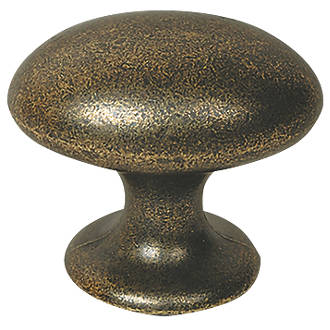 Image of Decorative Oval Cabinet Knobs Antique Brass 40mm 2 Pack 