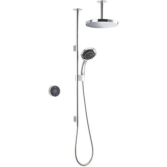 Image of Mira Platinum Dual HP/Combi Ceiling-Fed Dual Outlet Black / Chrome Thermostatic Wireless Digital Mixer Shower 