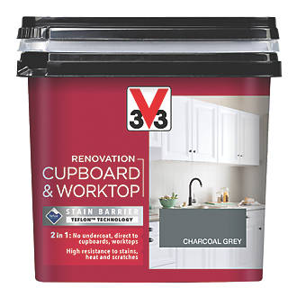 Image of V33 Renovation Cupboard & Worktop Paint Satin Charcoal Grey 750ml 